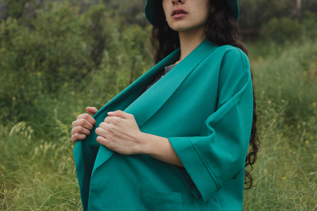 Chaqueta Kimono Verde Esmeralda
