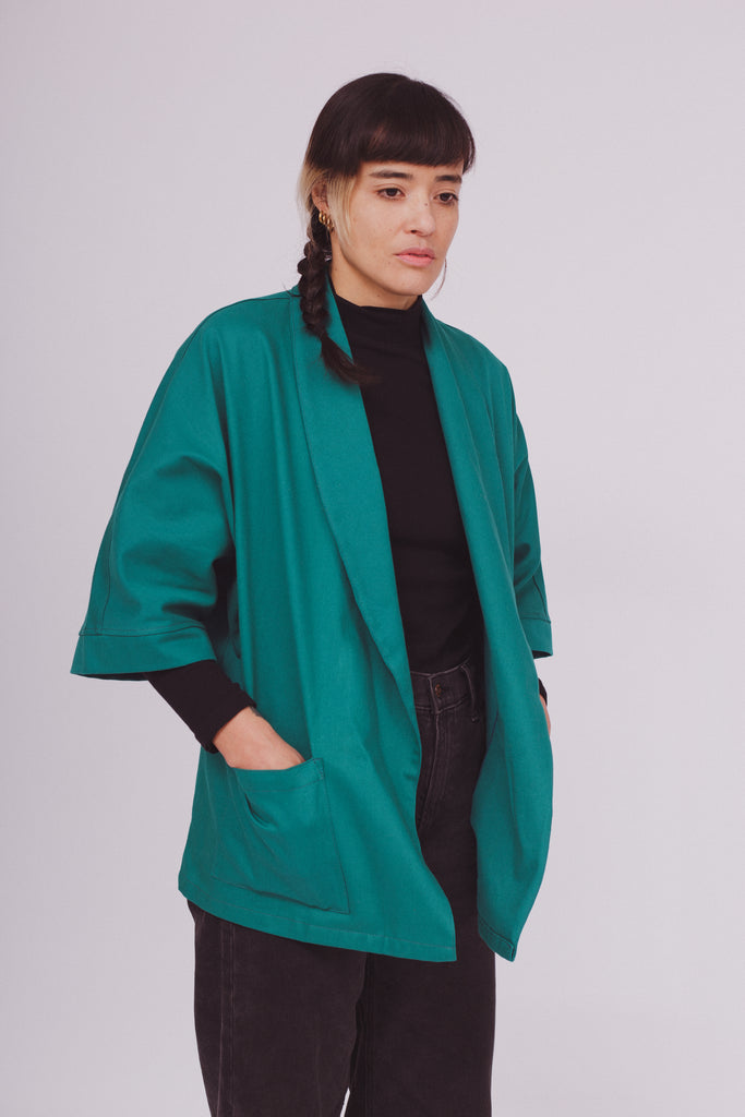 Chaqueta Kimono Verde Esmeralda