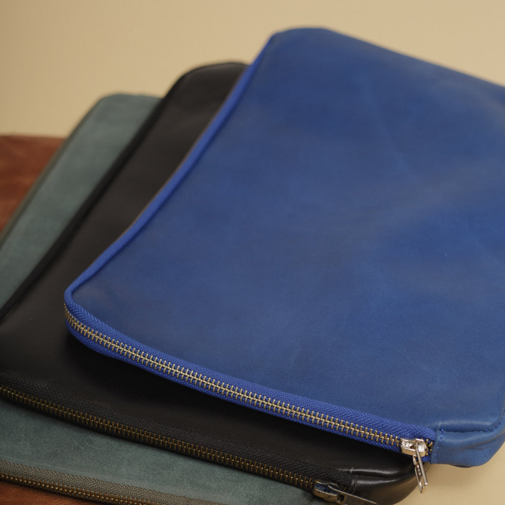 Funda de Computador de cuero Azul